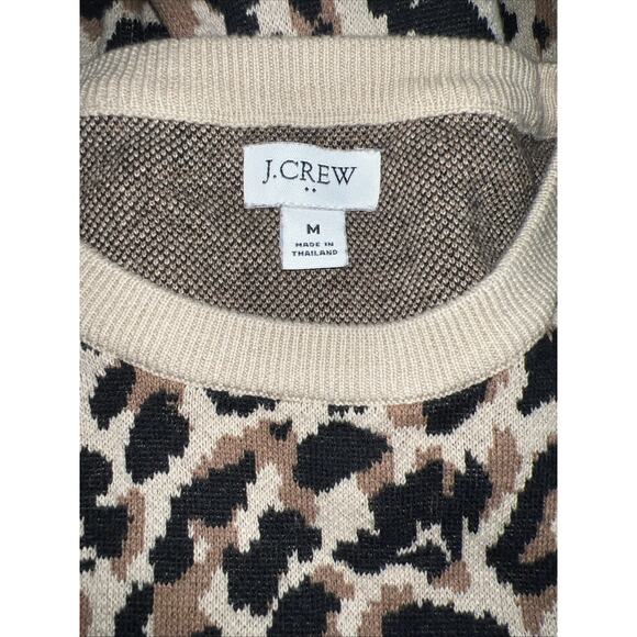 J Crew Tan Brown Leopard Animal Print Sweater Knit Pullover Shift Dress Size M - Picture 8 of 9